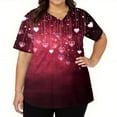 thumbnail image 3 of Dwralegc Printed Scrub Tops Women Plus Size Cute Tee Stretch Short Sleeve Heart Pattern V Neck Nurse Workwear with 2 Pockets Hot Pink 3XL, 3 of 5