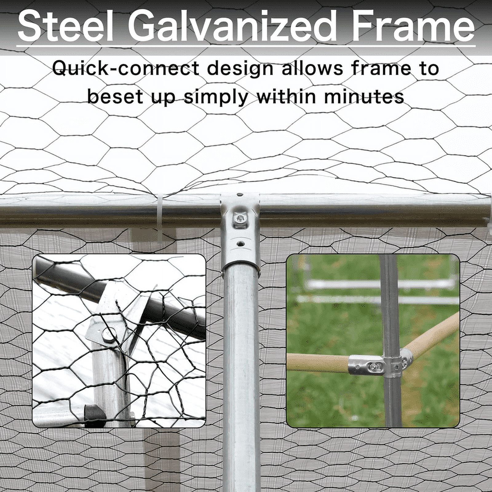 Walnest 10'x10' Large Metal Chicken Coop Walk-in Poultry Cage with Waterproof&Anti-UV Cover, Galvanized Steel Spire Top Coops with Door for Outdoor Backyard Farm Use