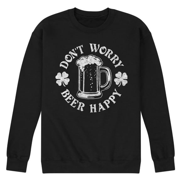 Instant Message - Don't Worry Beer Happy - Men's Crew Neck Fleece Pullover