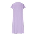thumbnail image 4 of QingYiHua Womens Summer Beach Dresses Casual Short Sleeve V Neck Long Maxi Dress Flowy Sundresses Slit Vacation Dresses,Purple, 4 of 5