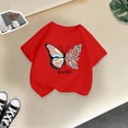 thumbnail image 4 of Landzoo Toddler Girls Shirt Butterfly Print Short Sleeve Crew Neck Tees Summer Breathable Girls T-Shirt Size 2-4 Years Red, 4 of 5