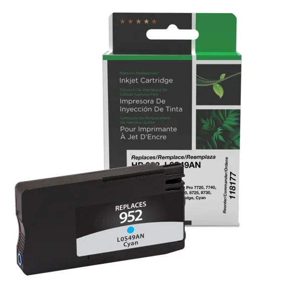 Remanufactured Clover Imaging Cyan Ink Cartridge compatible with HP 952 (L0S49AN)