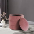 thumbnail image 4 of HomePop Round Storage Ottoman, Blush Velvet, 4 of 9