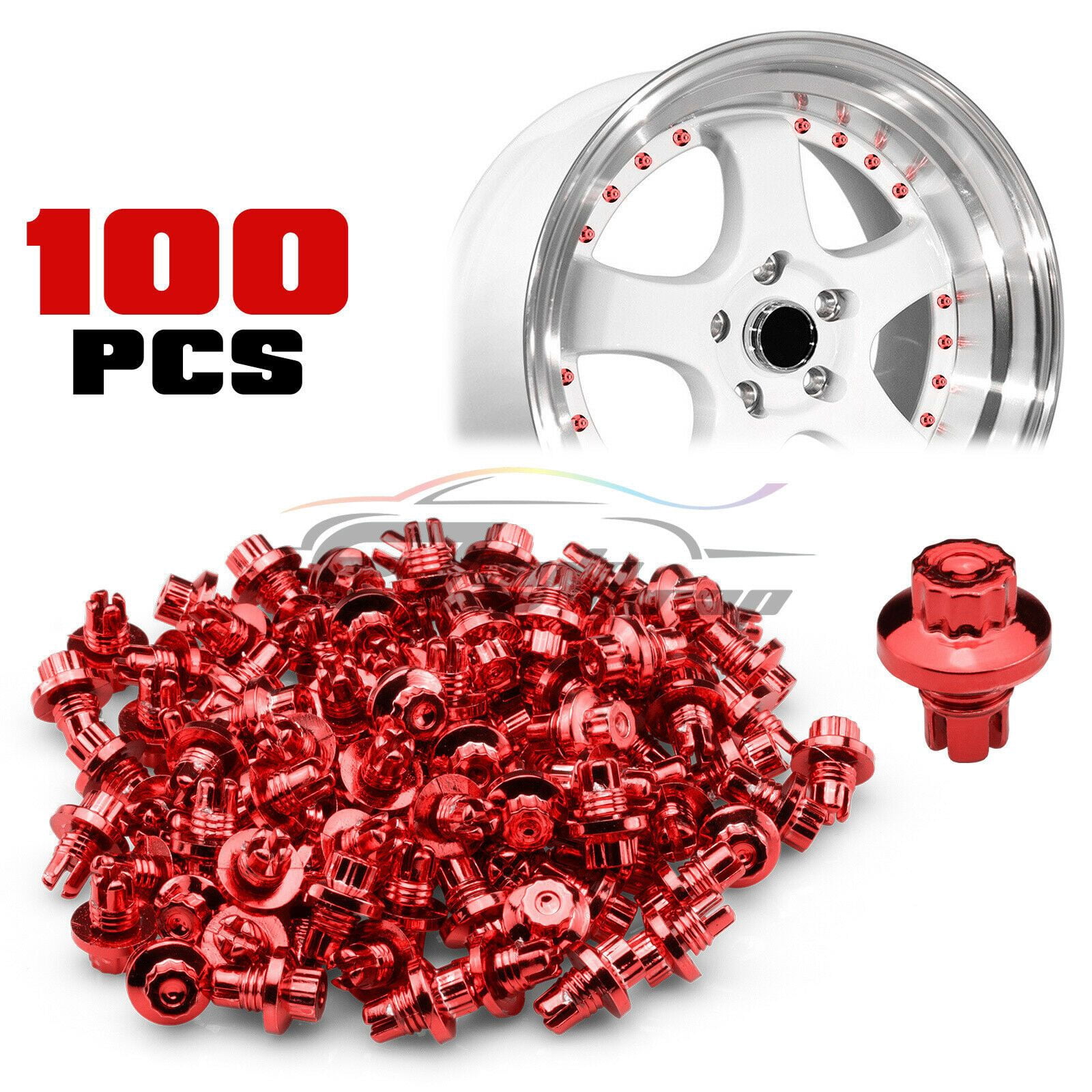 100 PCs Flat Wheel Rivets For Wheels / Rims JDM Lip PC-WRL02
