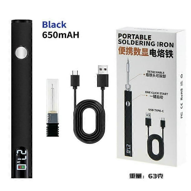 Soldering Iron Kit,Portable Soldering Pen with Digital Display,Type-C Electric Soldering Iron 510 Thread Battery Solder Iron Pen,3 Temp Adjustment