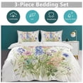 thumbnail image 5 of 3 Pcs Soft Bedding Set, Includes 1 Duvet Cover with Zipper And 2 Pillow Shams,Watercolor Wildflowers Art Print Twin(86"x70"), 5 of 8