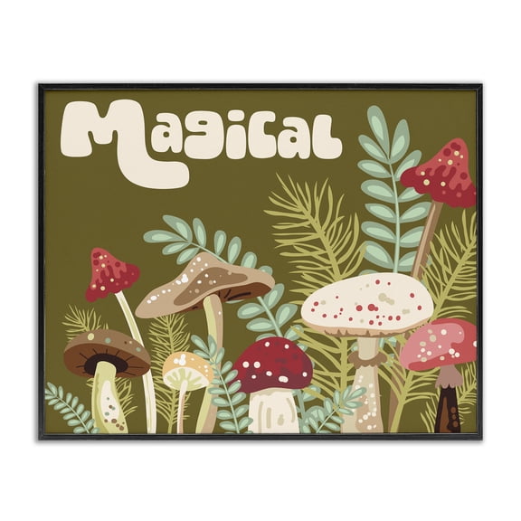 Stupell Industries Eclectic Magical Botanical Mushrooms Black Framed Giclee Art, 14 x 11, by Diane Labombarbe