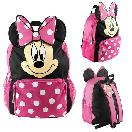 Disney Minnie Mouse S 12 Toddler School Backpack Canvas Book Bag W Molded Face