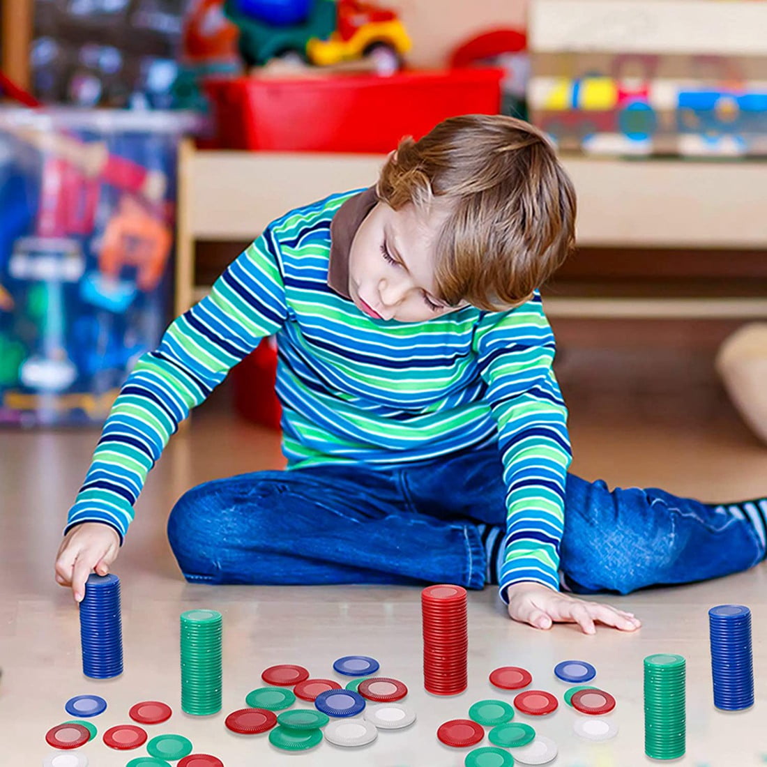 400 Pieces Plastic Poker Chips Game Chips 4 Colors Counter Card for Game Playing Counting Bingo