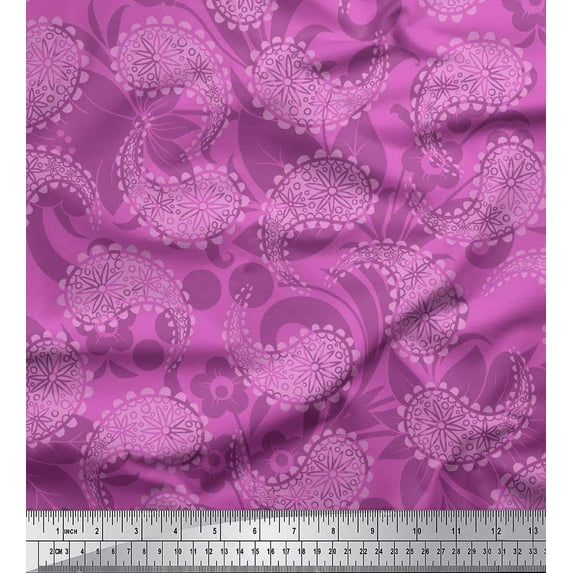 Soimoi Velvet Fabric Paisley & Floral Artistic Printed Craft Fabric by The Yard 58 Inch Wide