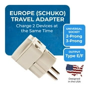 OREI USA to Europe (Schuko) (Type E/F) Travel Adapter Plug - 2 in 1 - CE Certified - RoHS Compliant