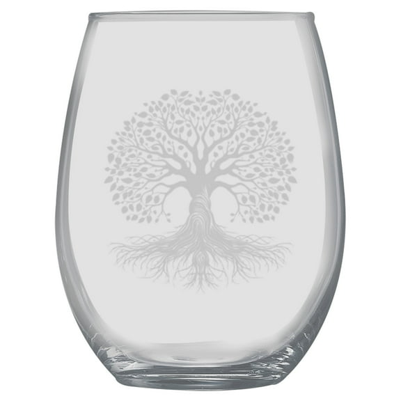 15oz Stemless Wine Glass -  Celtic Tree of Life