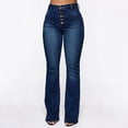 thumbnail image 6 of Women's Fashion Solid Color Washed Casual High Waisted Jeans, Straight Leg Denim Pants for Women, Stretch Comfort Fit, Vintage Wash Jeans,Dark Blue,L, 6 of 8