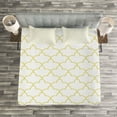 thumbnail image 3 of Ambesonne Quatrefoil Quilted Bedspread Set 3 Pcs, Moroccan Style Shape, King Size, Yellow and White, 3 of 3