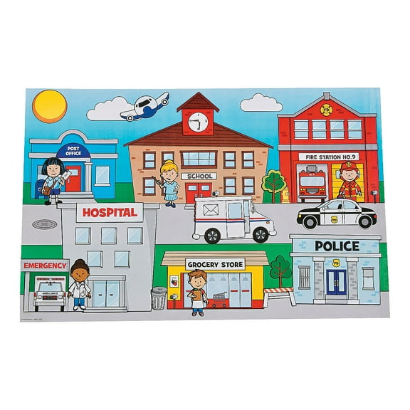 Community Helpers Giant Sticker Scene - Stationery - 12 Pieces