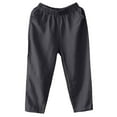 thumbnail image 4 of leijia Cotton Linen Capris for Women Elastic Waisted Solid Color Tapered Ankle Pants Casual Plus Size Capri Pant with Pockets, 4 of 4