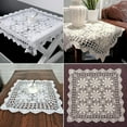 thumbnail image 6 of Yannee Vintage Square Tablecloth Doily Cotton Lace Crochet Floral Table Cloth Cover,Beige, 6 of 8