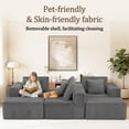 thumbnail image 4 of 132" Cloud Couch, Gray U-Shaped Sectional Sofa For Living Room, Modular 4-Seater Chaise Lounge with Reversible Design, Striped Corduroy Fabric, No Assembly, 4 of 9