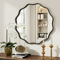 thumbnail image 2 of BEAUTYPEAK 24" Wavy Round Bathroom Mirror Wall Decor with Deep Frame, Black, 2 of 7