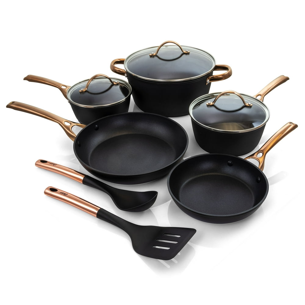Oster Allsberg 10 Piece Aluminum Nonstick Cookware Set with Lids and