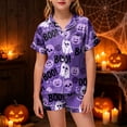 thumbnail image 2 of Xyant Toddler Girls Halloween Pajamas Pumpkin Ghost Pjs Set Kids 2 Piece Short Sleeve Button Down Lounge Sleepwear 4-5T, 2 of 5