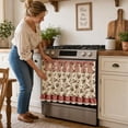 thumbnail image 2 of Farmhouse Stove Skirt Oven Curtain for Kitchen Decor, Cotton Blend Oven Skirt with Lace Ruffles and 9 Ribbon Ties, Rustic Country Stove Cover Skirts for Stoves Farmhouse Kitchen Decor, 2 of 4