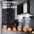 thumbnail image 5 of 30 in Range Hood Wall Mount with Ducted/Ductless Conversion, Aluminum Filters, 3-Speed Exhaust Fan, LED Light, Button Control, 5 of 6