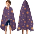 thumbnail image 3 of Purple Sun Star Circle Pattern Hooded Bath Towel，60"x35" for Ages 3 To 12 Kids, Quick Dry Lightweight Soft Microfiber Hood Beach Towel Cover Up for Kids, 3 of 7