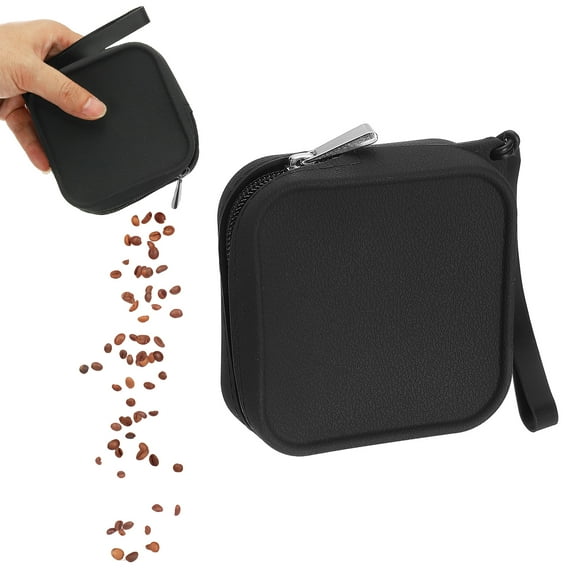 Uxcell Silicone Dog Treat Pouch, Auto Closure, Pocket Size, Portable Walking Bag for Dog and Cat 4x4 Inch (Black, 1Pcs ), Intended for Pet Travel / Training / Walking