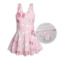 thumbnail image 5 of Xixirimido Pink Bowknots Print Girls One Piece Swimsuits with Skirt Sleeveless Swim Dress Modest Skirted Swimwear with Built-in Shorts UPF 50+ Bathing Suit, 3-4 Years, 5 of 7