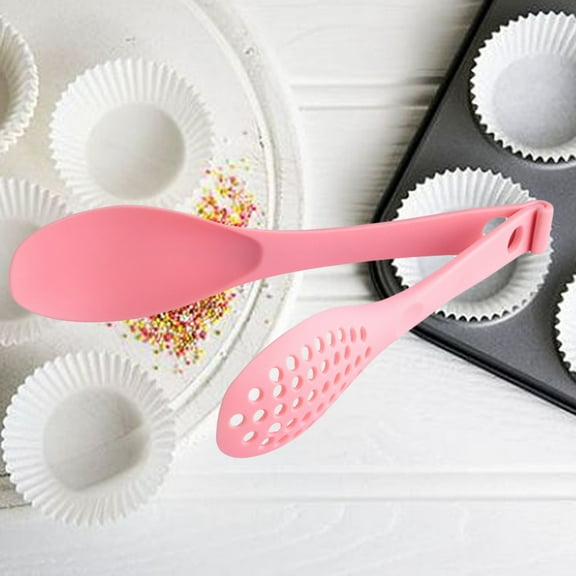 Raindrops Mini Serving Tongs 1Pack Pink 11.8x2x0.8in Nylon 2-in-1 Design for Cooking Enthusiasts