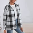 thumbnail image 6 of Jinhomg Women's Flannel Plaid Jacket Fall Winter Casual Long Sleeve Button Down Shacket Warm Cozy Lapel Collared Fuzzy Shirt Jackets 90% off Clearance Sale White M, 6 of 9