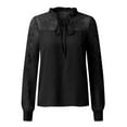thumbnail image 4 of TAIAOJING Womens T Shirt Tshirts Casual Loose Top Pullover Cutout Lace Long Sleeve Shirt Basic Streetwear, 4 of 5