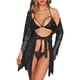 thumbnail image 1 of Conjunto de lencería Sujetador de mujer Panty Tangas Albornoz Cardigan Conjunto Babydoll Malla Ropa de dormir (Negro S) FLhrweasw Para estrenar, 1 of 2