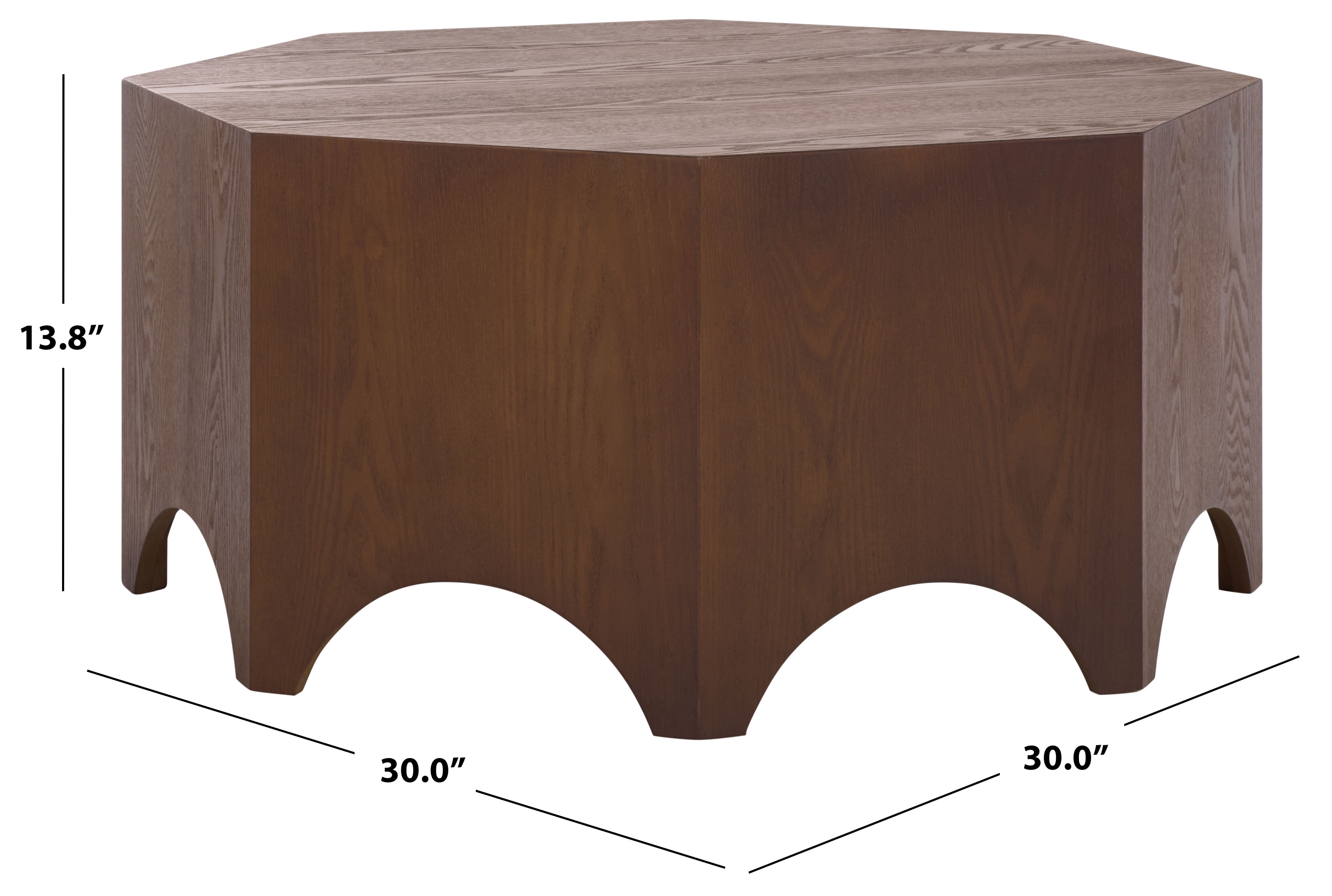 Safavieh Maraki Glam Octagon Ash Veneer Coffee Table, Walnut