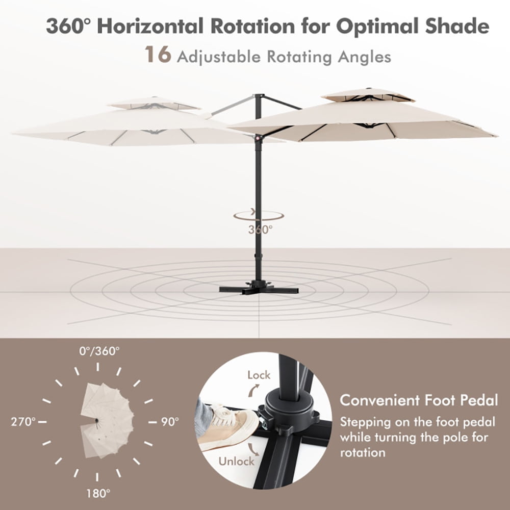 Aimee Lii 9.5 Feet Cantilever Patio Umbrella with 360° Rotation and Double Top, Table Umbrella Outdoor for Patio Pool Beach, Beige Aimee Lii 9.5 Feet Cantilever Patio Umbrella with 360° Rotation and Double Top, Table Umbrella Outdoor for Patio Pool Beach, Beige