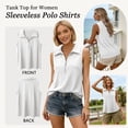 thumbnail image 6 of TEMOFON Womens Tank Tops Zipper V Neck Ribbed Sleeveless Summer Camisoles White Dressy Casual Loose Polo Shirts XL, 6 of 7