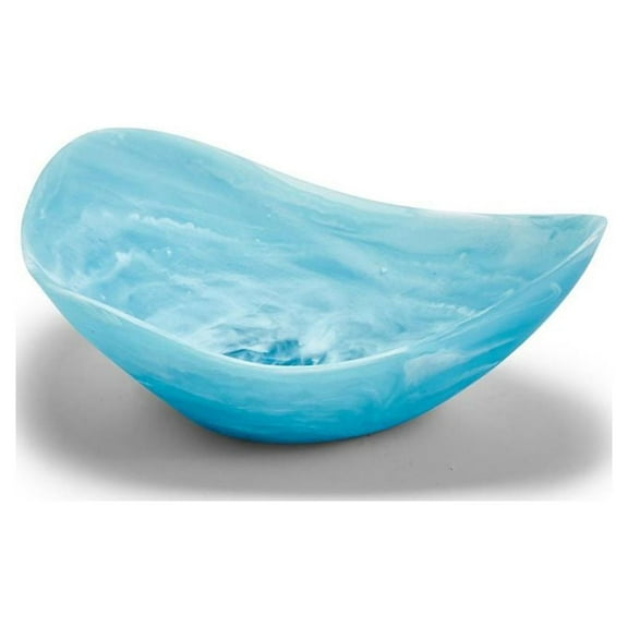 Two's Company Tozai 15 inches Archipelago Aqua Marbleized Organic Shaped Bowl
