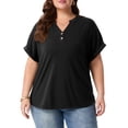 thumbnail image 3 of Cueply Plus Size Summer Tops for Women Short Sleeve v Neck Shirt Womens Casual Loose Fit Tunic Blouses, 3 of 7