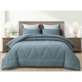 thumbnail image 2 of Chezmoi Collection Rory Dusty Blue Comforter Set Twin Size 2-Piece Fluffy Soft Lightweight Bedding Triangle Quilted Stone-Washed Microfiber Comforter Set for All Season, 2 of 9