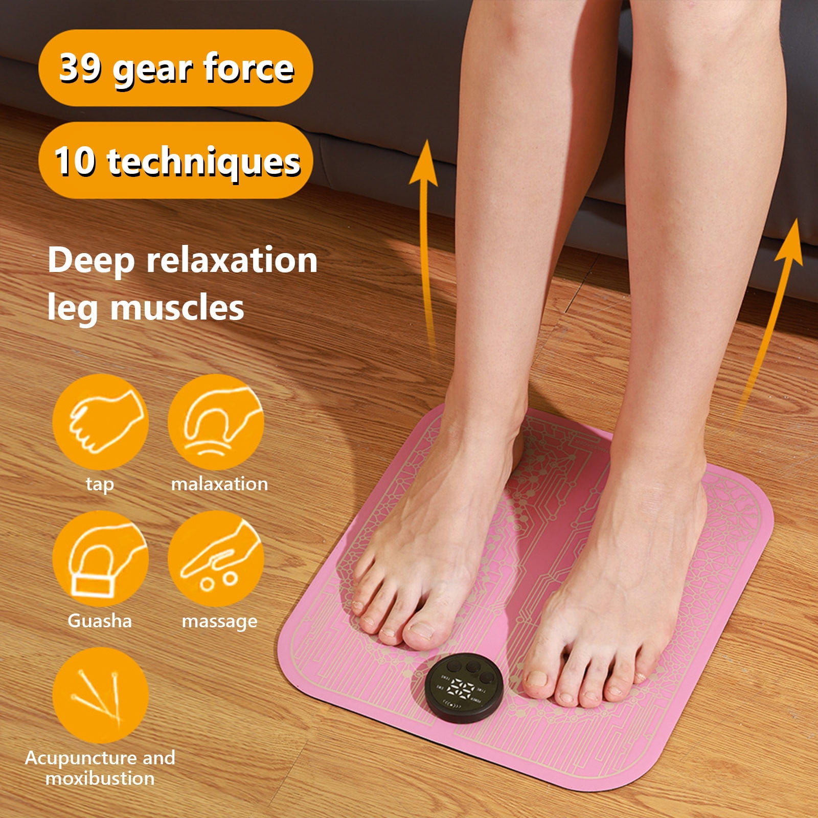 Remote Control Smart Pulse Foot Massager Foot Massager, Foot Massage Pad for Foot Pain Relief, Muscle Relaxation, Foldable 2 in 1 Back Massager and Leg Foot Massage Pad with Remote Control