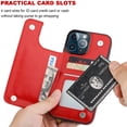 thumbnail image 4 of REQO Compatible with iPhone 13 Pro Max Wallet Case with Card Holder,PU Leather Kickstand Card Slots Case, Double Magnetic Clasp and Durable Shockproof Cover 6.7 Inch(Red), 4 of 7
