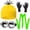 Fluorescent Green, variant on Adult Yellow Cartoon Costume Set, Knit Hat, Silver Goggles, Black Gloves, Suspenders and Tutu Skirt for Halloween