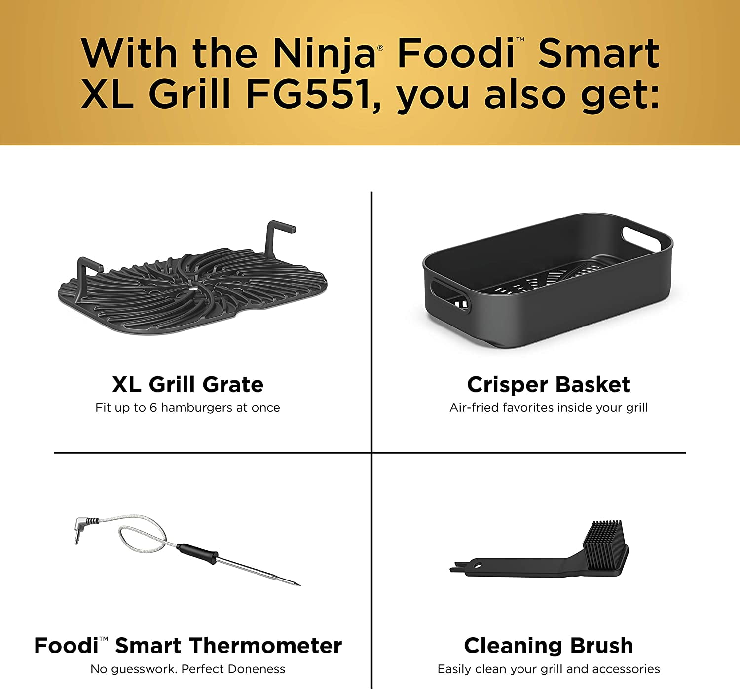Ninja Foodi 6-in-1 Smart XL Indoor Grill with Air Fryer FG551