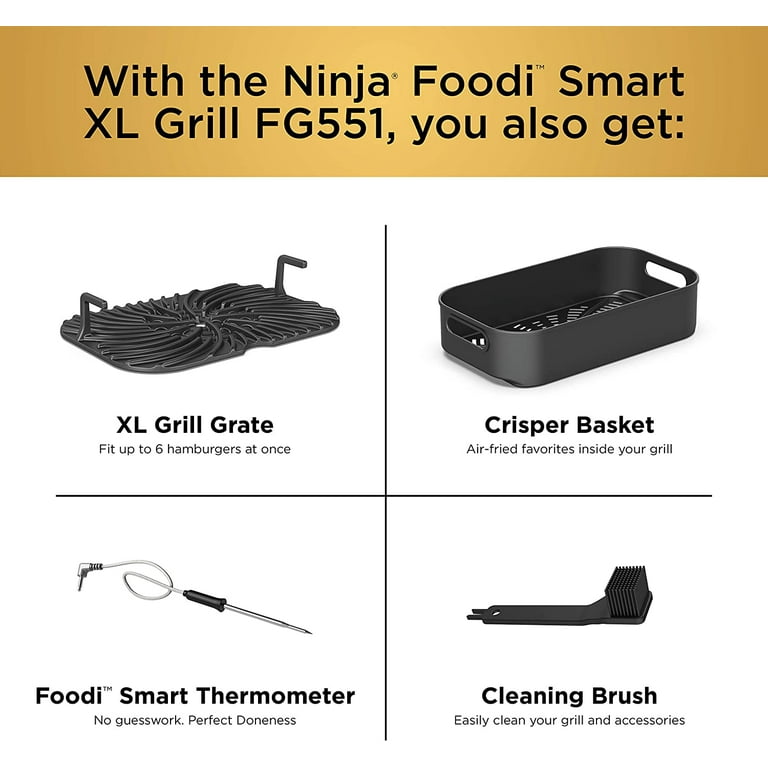 Ninja DG551 Foodi Smart XL 6-in-1 Indoor Grill w/ Smart Cook System  622356590822