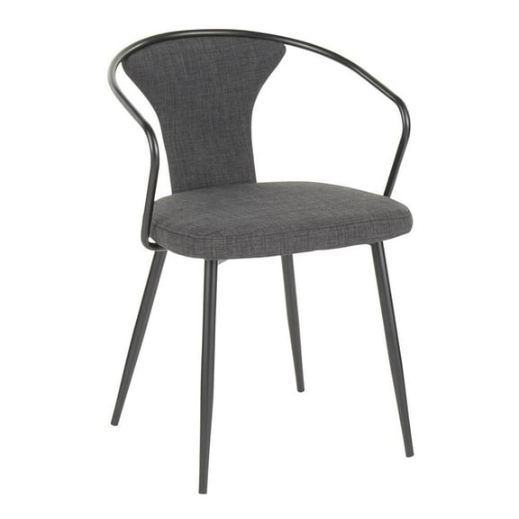 LumiSource Black Metal, Grey Fabric Waco Upholstered Chair