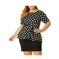 thumbnail image 5 of Agnes Orinda Women's Plus Size Summer Solid Short Sleeve Knot Waist Peplum Top, 5 of 7