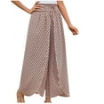 thumbnail image 2 of Split Flowy Pants for Women Tulip Pants High Rise Elastic Waisted Wide Leg Summer Swing Palazzo Pants with Slit Countryside Casual Loose Comfy Cooling Trousers, Khaki (Large), 2 of 6