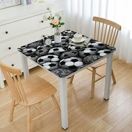 nygtbtfer Tablecloth Round Tablecloths Soccer Balls Football for Circular Table Cover Washable Polyester for Buffet Table Parties Holiday Dinner Wedding