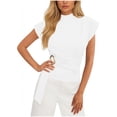 thumbnail image 4 of Wowcloth V-Neck Halter Top for Woman, Solid Color Short Sleeve with Tie Strap and Ruffle Design for Daily Wear and Summer Activities, 4 of 6